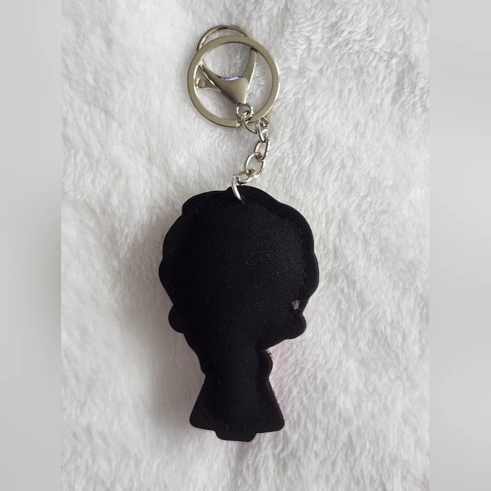 Princess Rhinestone Keychain with Pink and Gold Accents Bag Charm